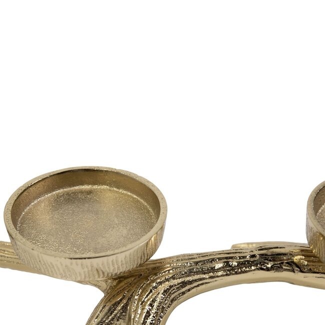 Mars & More Theelicht Standaard gewei 4 goud 8x43x19cm