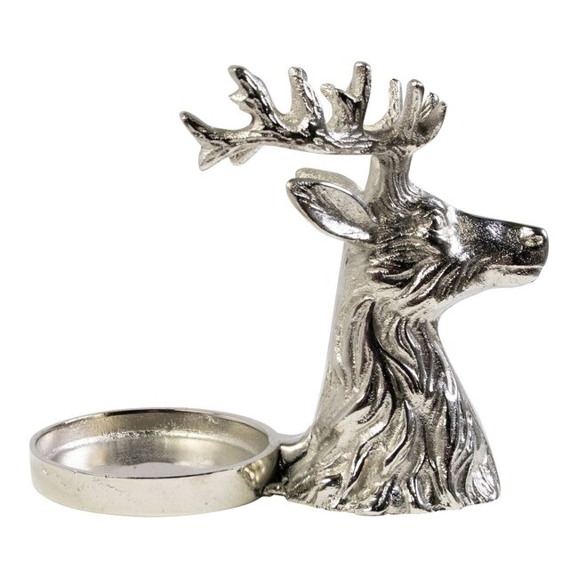 Mars & More Fles Standaard hert zilver 17x20x12cm