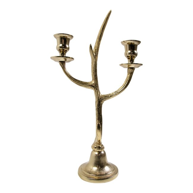 Mars & More Kaarsen Standaard gewei goud 2 h38cm