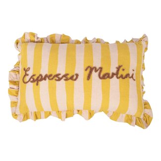 Mars & More Kussen Artisan Espresso martini strepen geel 35x60cm