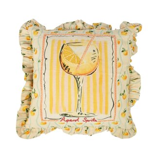 Mars & More Kussen Artisan Aperol spritz lemon plooien 45x45cm