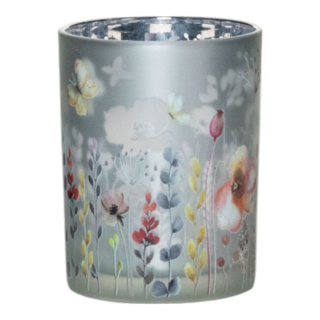 Mars & More Theelichthouder Border bloemen vlinder large 18cm