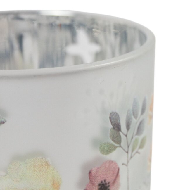 Mars & More Theelichthouder Border bloemen vlinder medium 12cm