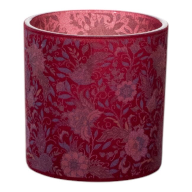 Mars & More Theelichthouder fluwelen bloemen bordeaux medium 10cm