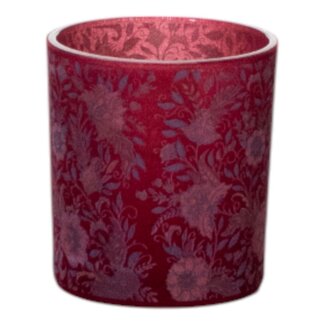 Mars & More Theelichthouder fluwelen bloemen bordeaux klein 8cm