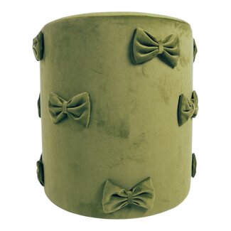 Mars & More Strik Poef fluweel appelgroen 35x35x40cm