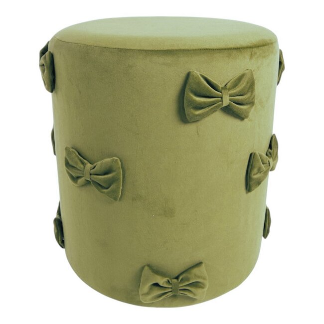 Mars & More Strik Poef fluweel appelgroen 35x35x40cm