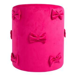 Mars & More Strik Poef fluweel fuchsia 35x35x40cm
