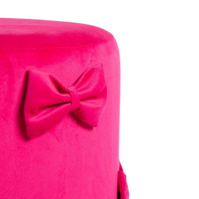 Mars & More Strik Poef fluweel fuchsia 35x35x40cm