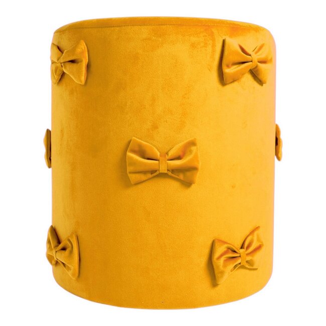 Mars & More Strik Poef fluweel honing geel 35x35x40cm