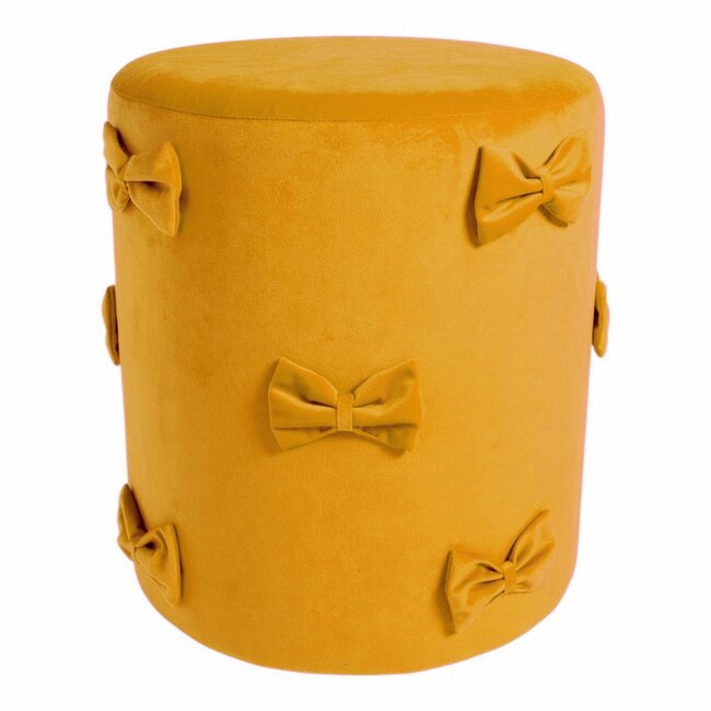 Mars & More Strik Poef fluweel honing geel 35x35x40cm