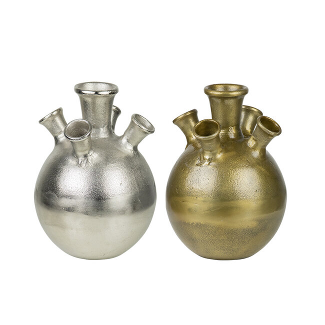 Mars & More tulpen vaas zilver 22cm aluminium