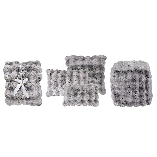 Mars & More poef teddy bubble grijs 40x40x45cm