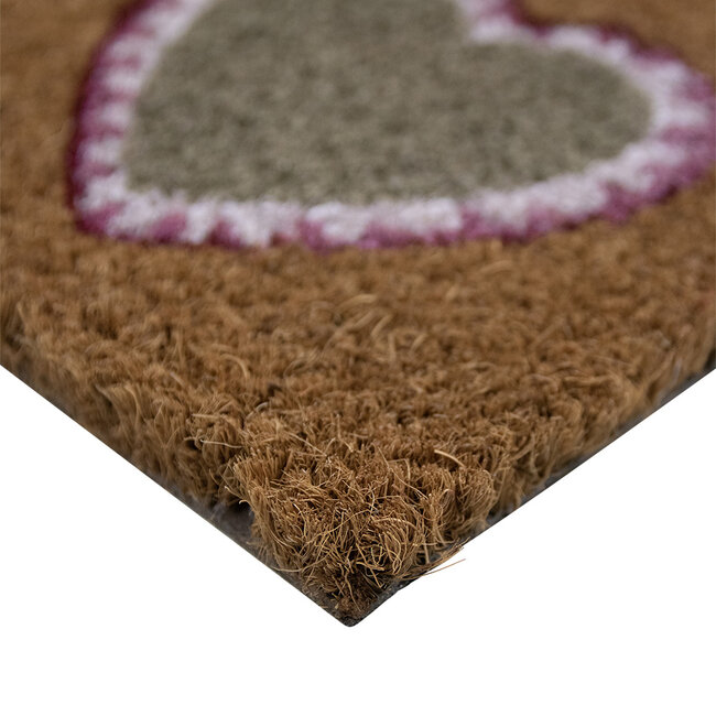 Mars & More deurmat kokos hartjes rood wit beige 75cm