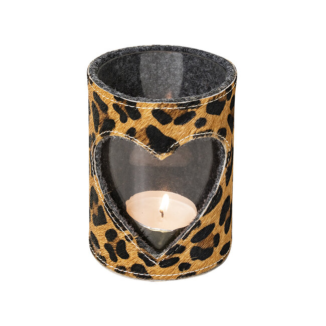 Mars & More *windlicht koe hart luipaard 15cm*