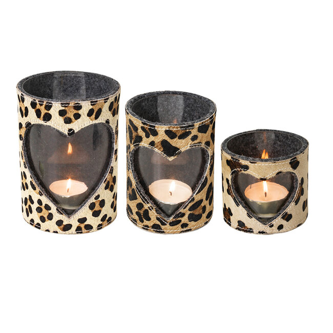 Mars & More *windlicht koe hart luipaard 15cm*