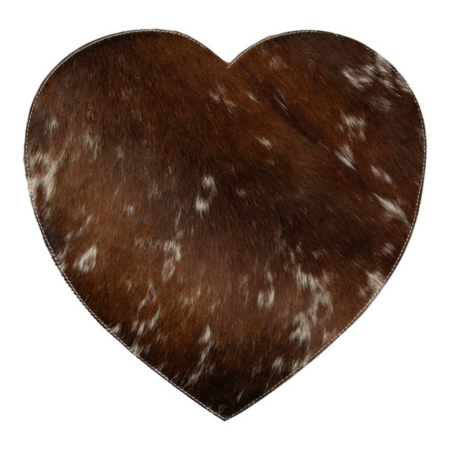 Mars & More placemat koehuid hart bruin/wit 39cm