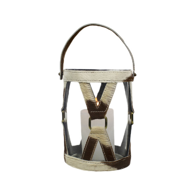 Mars & More *windlicht koe hengsel bruin/wit 20cm*