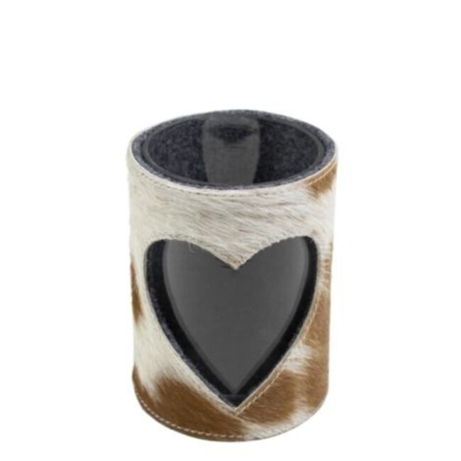 Mars & More windlicht koe hart bruin/wit 15cm