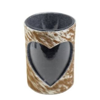 Mars & More windlicht koe hart bruin/wit 20cm