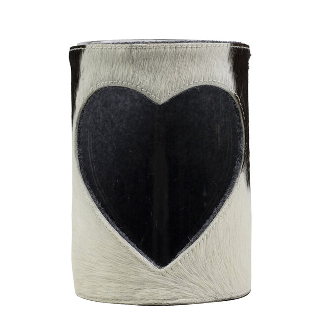 Mars & More windlicht koe hart zwart/wit 20cm
