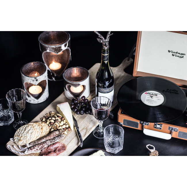 Mars & More windlicht koe hart zwart/wit 20cm