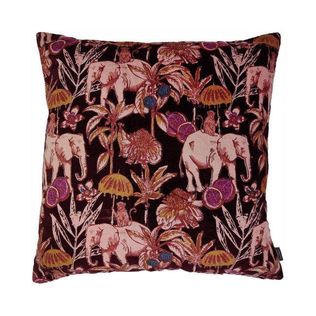 Linen & More Elephant Print kussen bordeaux 60x60cm