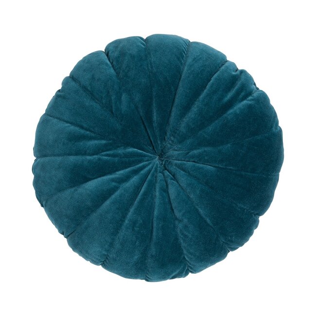 Linen & More Flower kussen blauw dia40x12cm