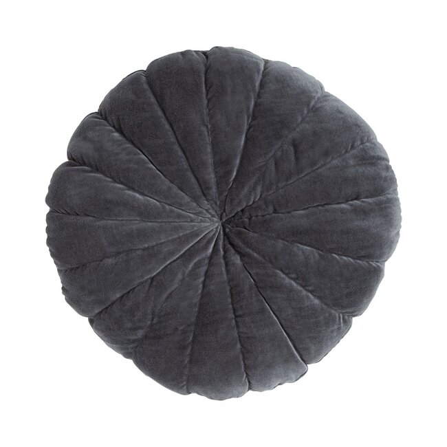 Linen & More Flower kussen grijs dia40x12cm