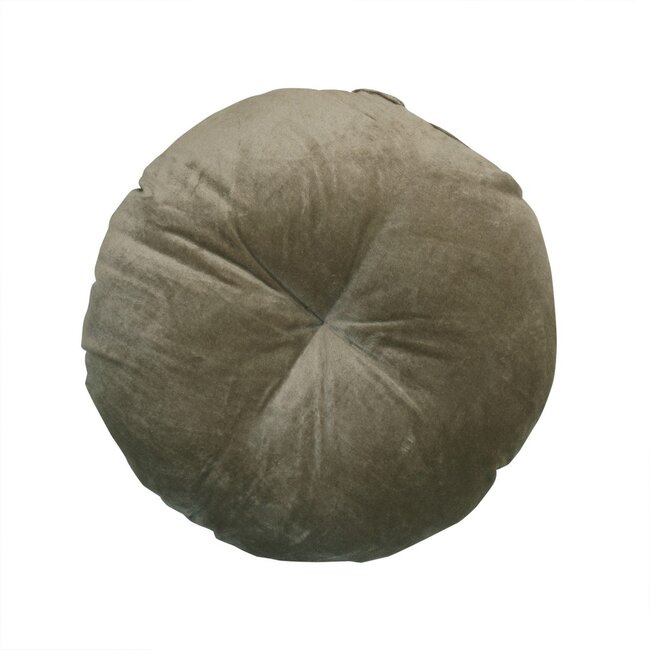 Linen & More Flower kussen taupe dia40x12cm