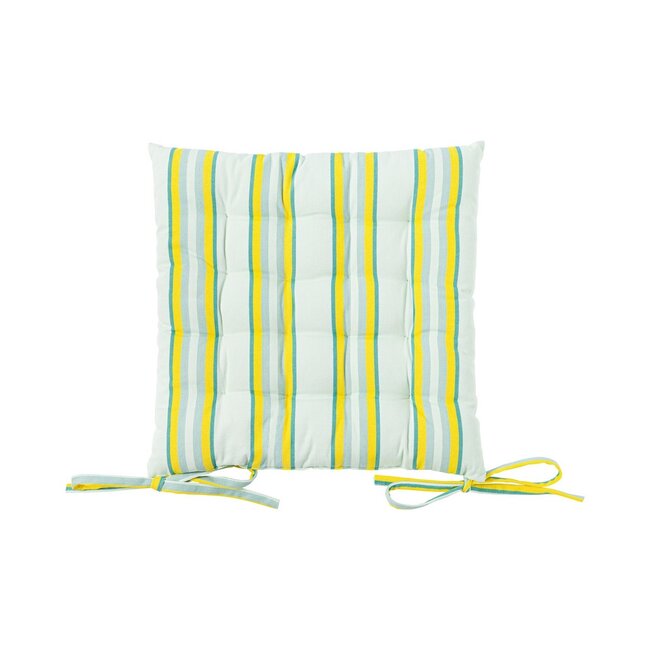 Linen & More Multi Stripe stoelkussen groen 40x40cm+5cm