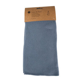 Linen & More Knitted theedoek mirage blauw 50x70cm