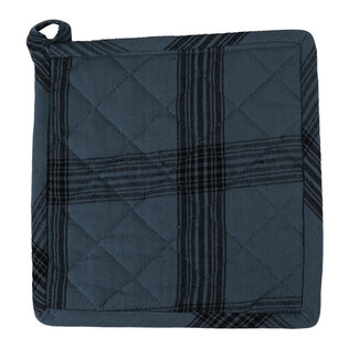 Linen & More Black Check Pannenlap Onderzetter mirage blauw 20x20cm
