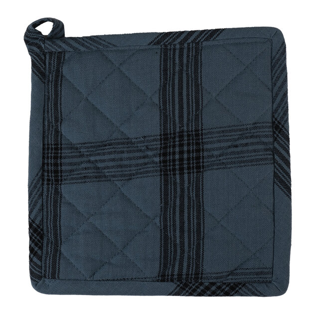 Linen & More Black Check Pannenlap Onderzetter mirage blauw 20x20cm