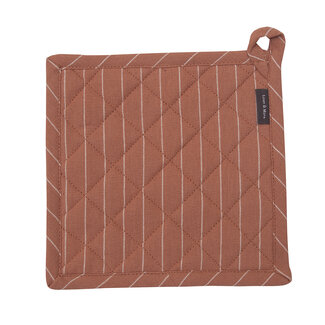 Linen & More Pinstripe Pannenlap Onderzetter cafe bruin 20x20cm