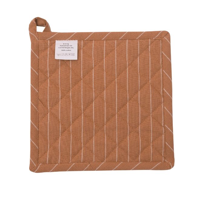 Linen & More Pinstripe Pannenlap Onderzetter cafe bruin 20x20cm