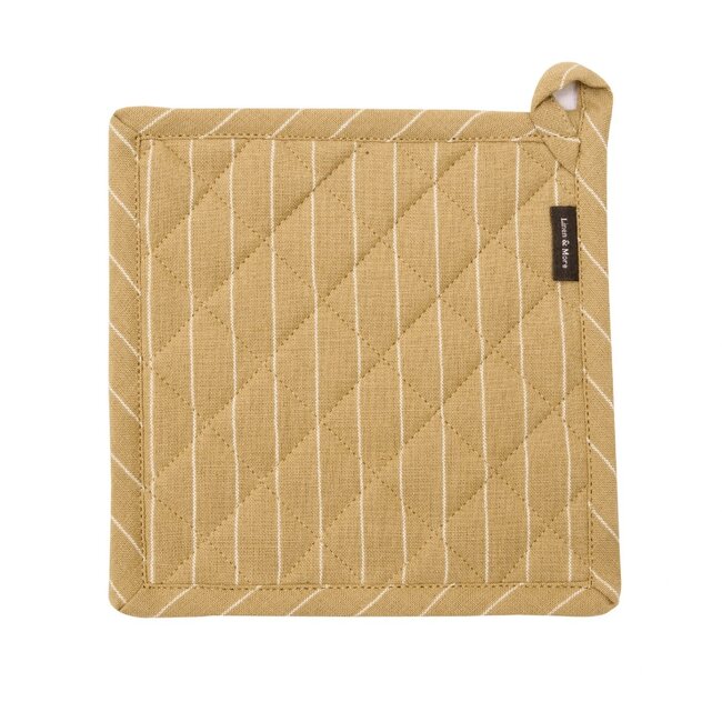 Linen & More Pinstripe Pannenlap Onderzetter c. geel 20x20cm