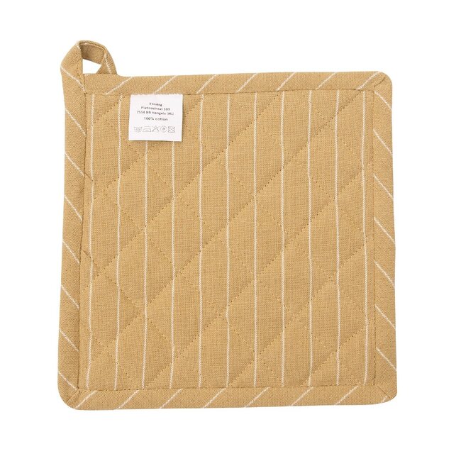 Linen & More Pinstripe Pannenlap Onderzetter c. geel 20x20cm