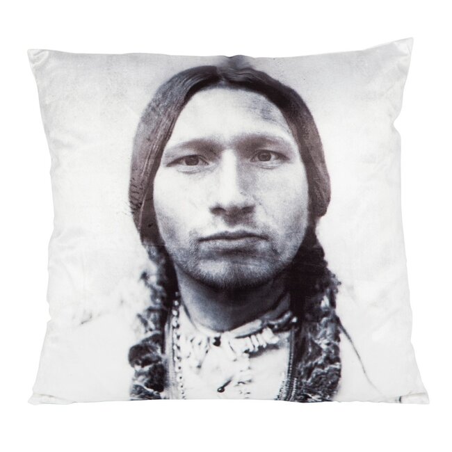 Linen & More Native kussen zwart wit 45x45cm