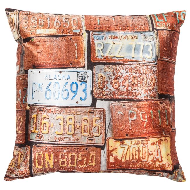 Linen & More Plates kussen bruin 45x45cm