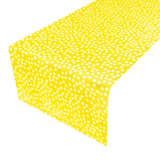 Linen & More Allover Dots Tafelloper geel 50x140cm