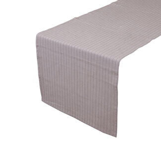 Linen & More Pinstripe Tafelloper zilver grijs 50x140cm