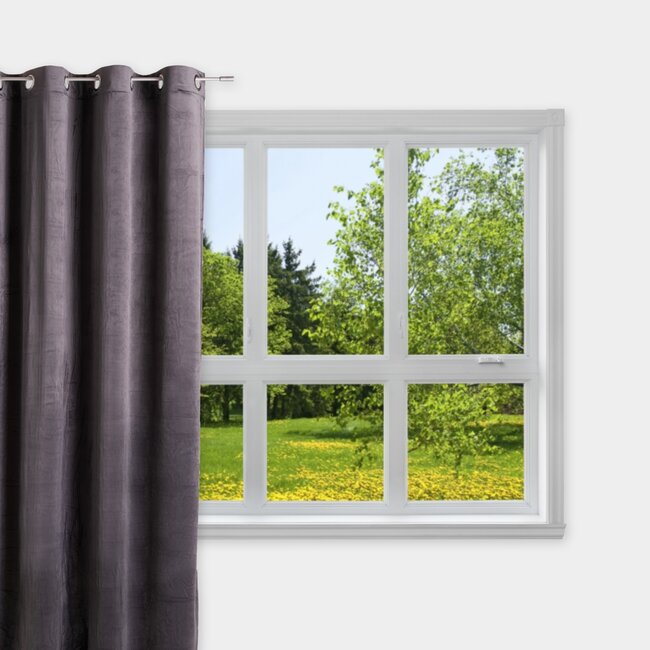 Linen & More Vintage Velvet gordijn zwart 140x245cm