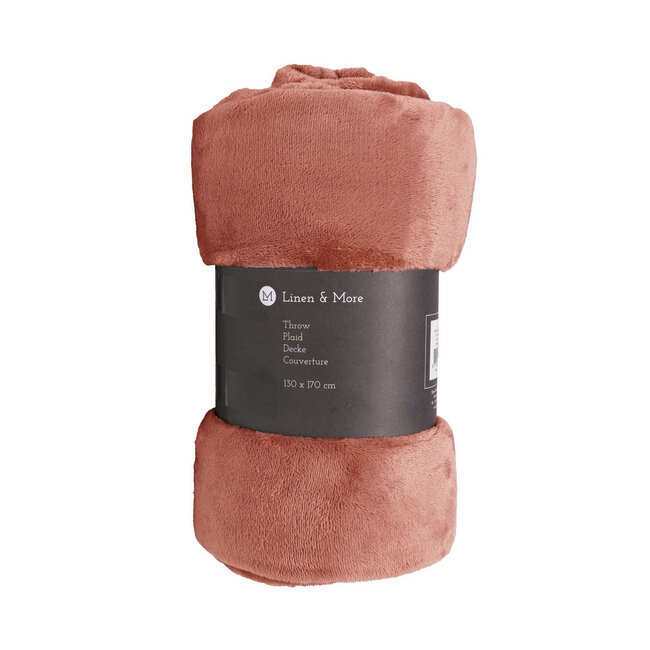 Linen & More Marmaris plaid roze 130x170cm (rolled)