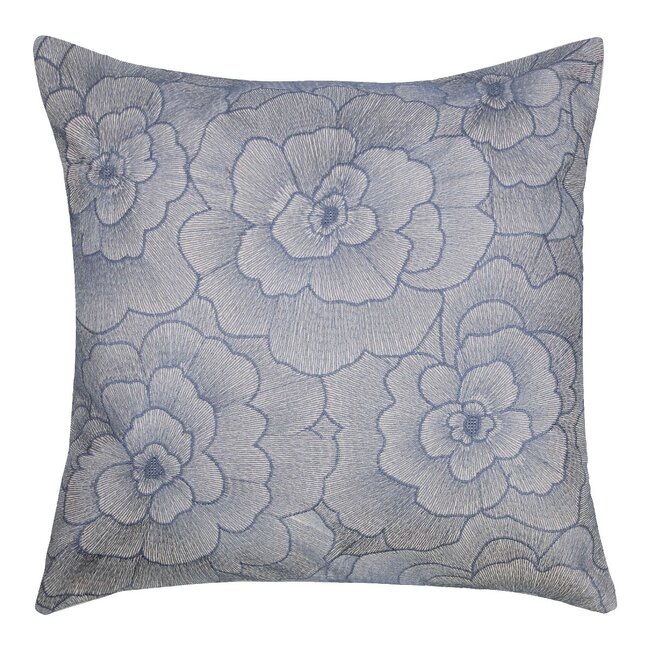 Linen & More Rosanna Kussen geborduurd blauw 45x45cm