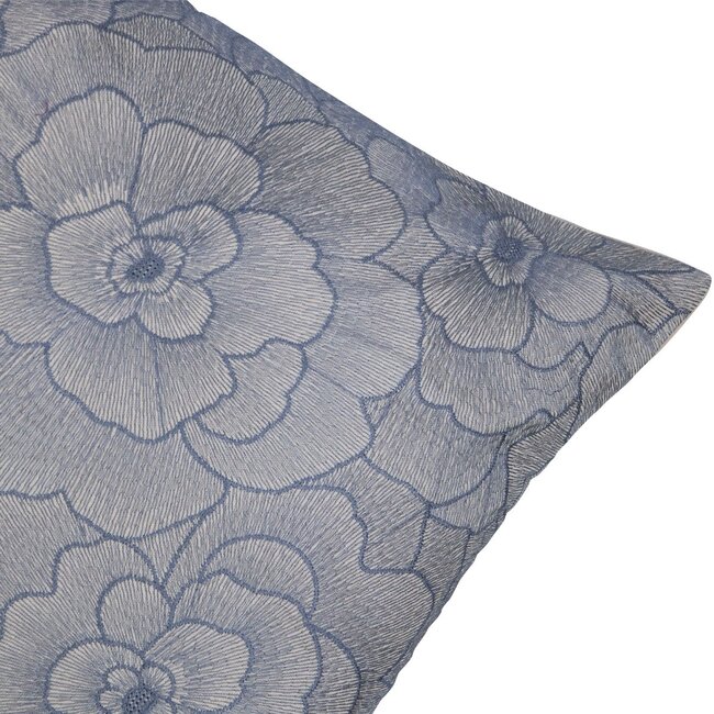 Linen & More Rosanna Kussen geborduurd blauw 45x45cm