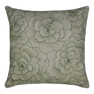 Linen & More Rosanna Kussen geborduurd donker groen 45x45cm