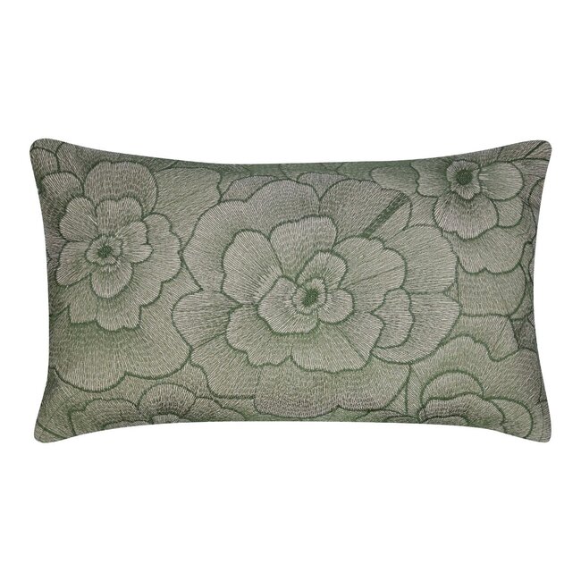 Linen & More Rosanna Kussen geborduurd donker groen 30x50cm