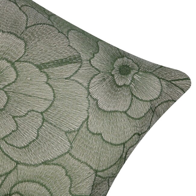 Linen & More Rosanna Kussen geborduurd donker groen 30x50cm