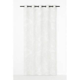 Linen & More Palma gordijn print Monstera natuur 8 rings 135 x 260 cm